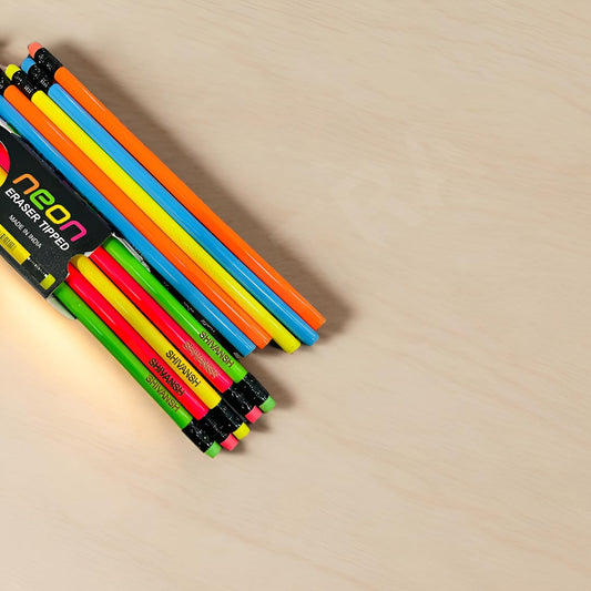 Eliza Creations Personalized Name Pencil Set, Multicolor Round,Neon Pencil